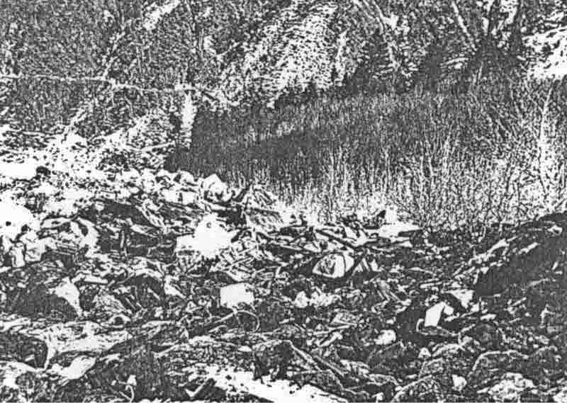 Die B-25 stürzte südwestlich des Lago d'Orbello im steilen Gelände ab. (399_1)